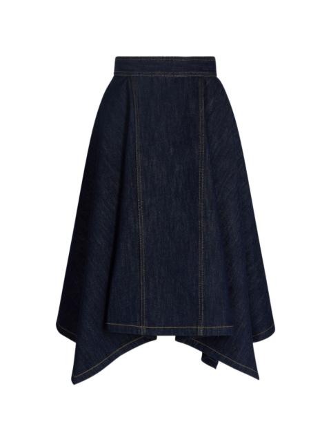 PATOU handkerchief-hem denim midi skirt