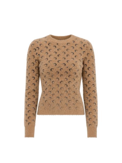 Marine Serre FLUFFY MOON JACQUARD KNIT CREWNECK SWEATER