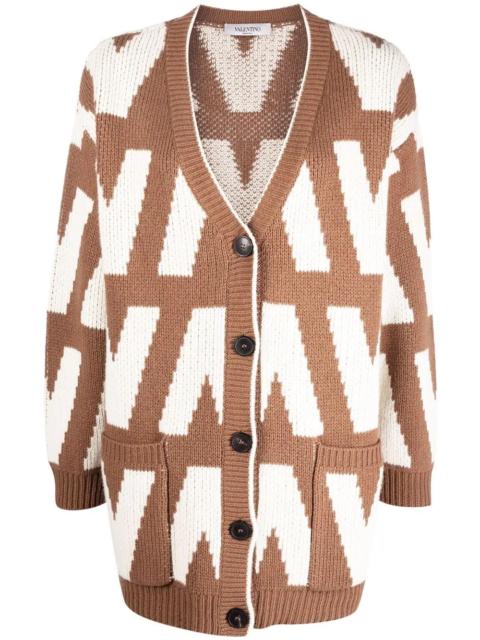 Valentino logo-intarsia virgin wool cardigan