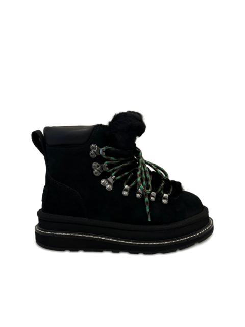 UGG fur-trim lace-up boots