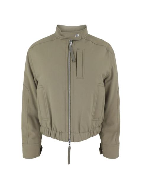 drawstring zipped bomber jacket