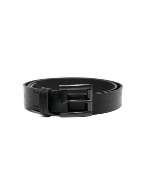 logo-debossed leather belt