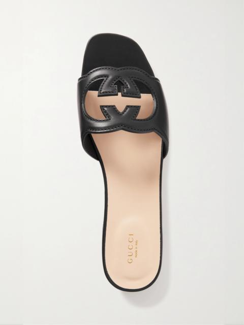 GUCCI Cutout Leather Slides