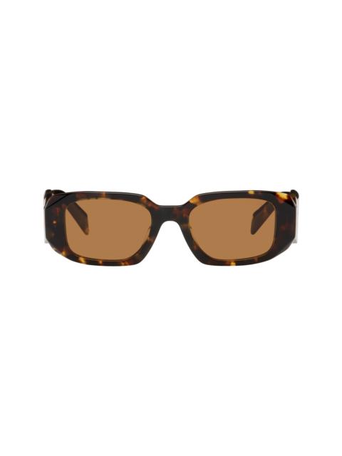 Prada Brown Rounded Rectangle Acetate Sunglasses