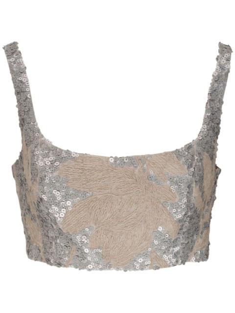 Brunello Cucinelli rhinestone-embellished cropped top