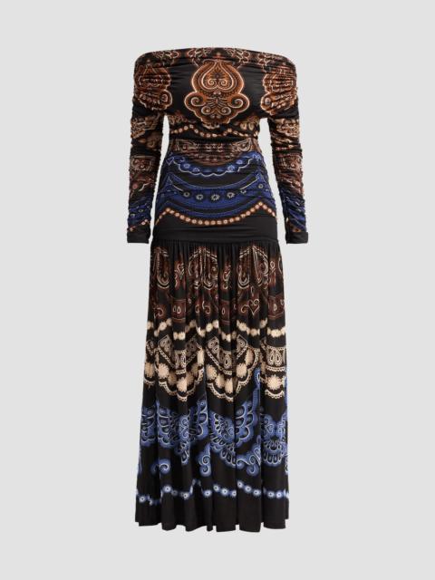 FARM RIO Women's Nicole Printed Ruched Jersey Maxi Dress - Black