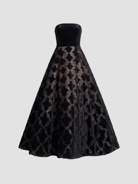 MAC DUGGAL Women's Embroidered Velvet Strapless Gown - Black
