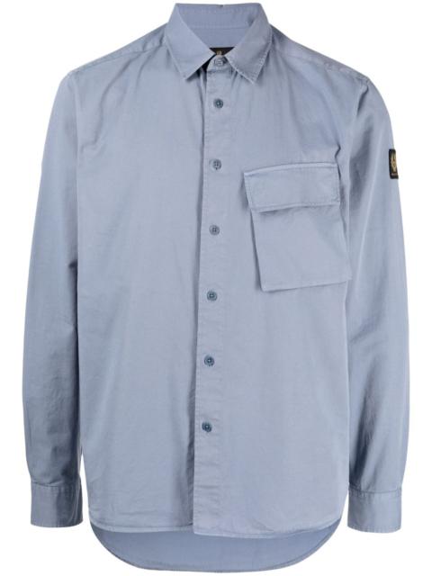 Belstaff logo-patch button-up cotton shirt