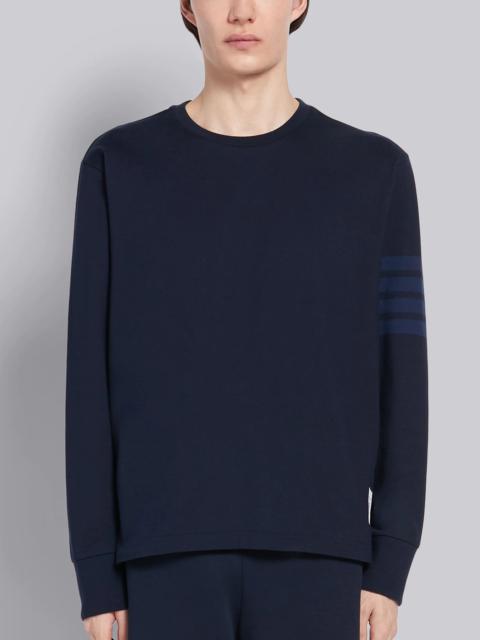 Thom Browne Navy Cotton Jersey Long Sleeve Tonal 4-Bar Rugby T-shirt