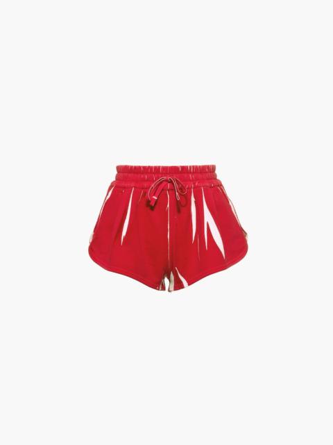 Miu Miu Printed cotton fleece shorts with logo