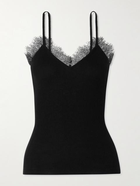 arch4 Bibury Lace-trimmed Ribbed Organic Cashmere Camisole