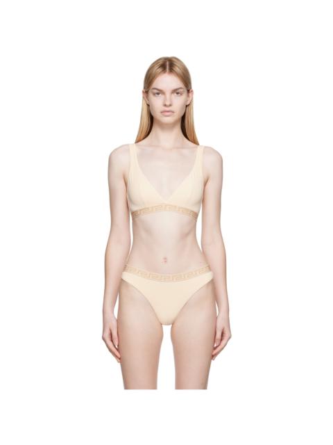 VERSACE Beige Greca Border Bra