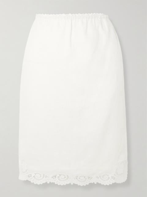POSSE Darya Lace-trimmed Linen And Cotton-blend Midi Skirt