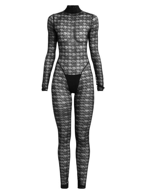 LaQuan Smith Women's Houndstooth Sheer Jumpsuit - Black