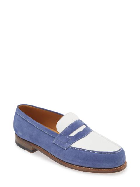 J.M WESTON 180 Penny Loafer in Blue Limoges /White