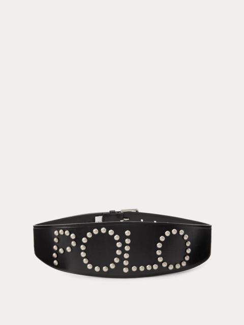 Polo Ralph Lauren Studded Logo Leather Moto Belt