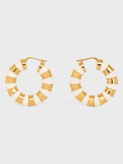 CELINE Frosted Hoops in Enamel and Brass with Gold Finish