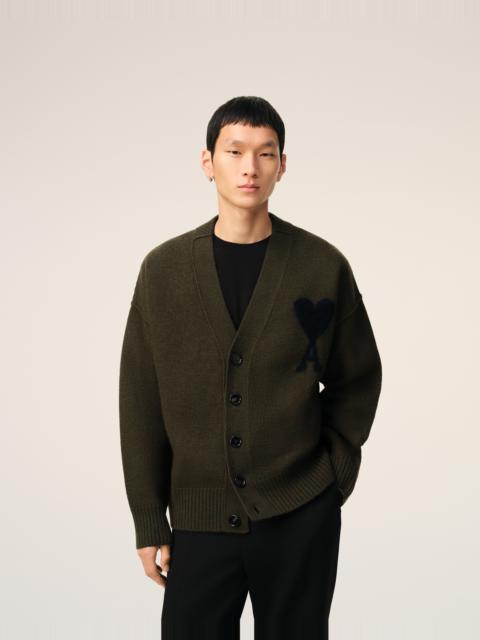 AMI Paris KHAKI WOOL AMI DE COEUR CARDIGAN