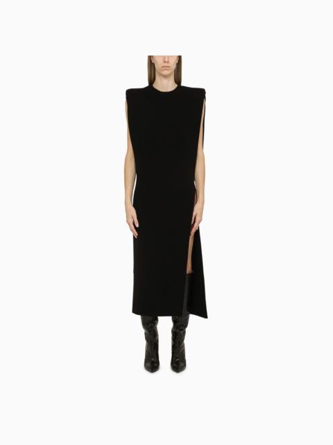 Long black wool dress