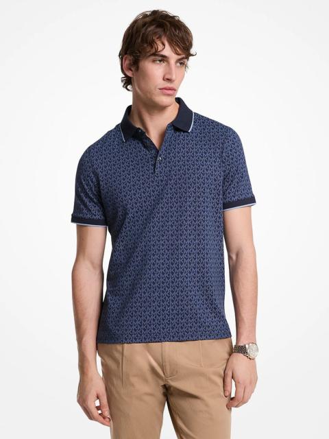 MICHAEL KORS Greenwich Signature Logo Print Cotton Polo Shirt