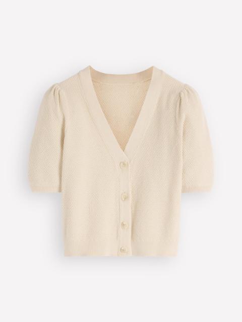 BODEN Hayley Cotton V-neck Cardigan-Warm Ivory