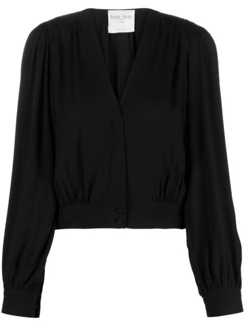 forte_forte gathered moroccan-crêpe shirt