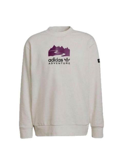 Men's adidas originals Casual Sports Round Neck Pullover Creamy White H09108