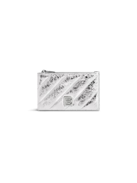 BALENCIAGA Women's Crush Long Coin And Card Holder Metallized Quilted in Silver