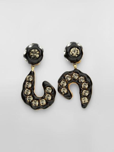 Marni ASYMMETRICAL BRASS SPARKLE EARRINGS WITH BI-COLOURED GLASS BEADS