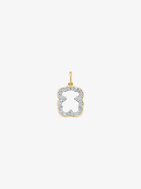 TOUS 14K solid gold bear Pendant with diamonds Medallions
