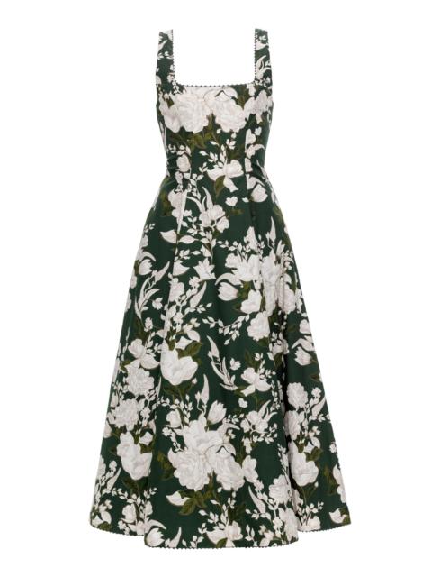 Pistilo Gardenia Printed Cotton Midi Dress black/white