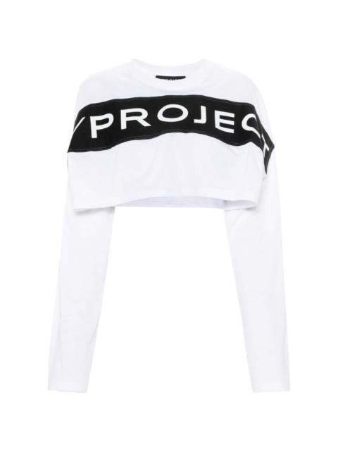 Y/Project logo-appliquÃ© cropped T-shirt