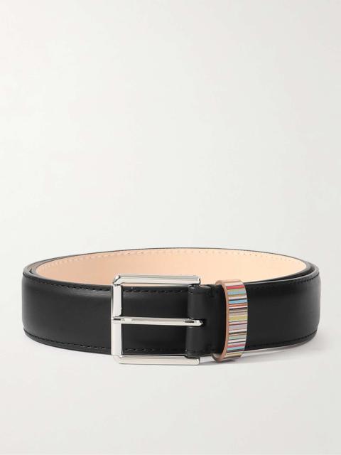 3.5cm Striped Leather Belt