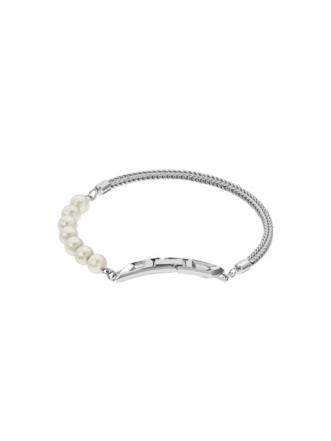 Diesel STERLING SILVER CHAIN AND PEARL BRACELET