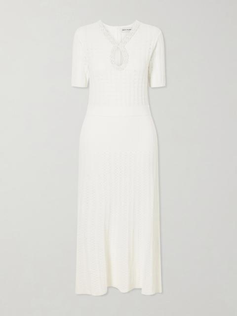 REBECCA VALLANCE Embellished Crochet-knit Midi Dress