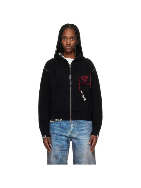 Andersson Bell Black Heart Logo Zip-Up Hoodie
