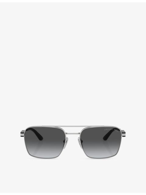 Prada PR 67ZS Square-Frame Metal Sunglasses