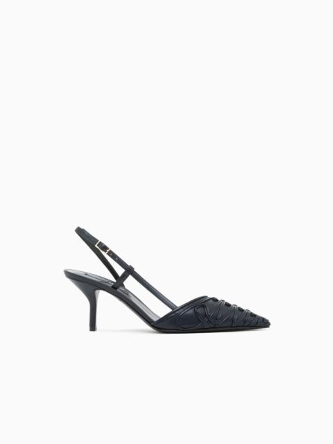 GIORGIO ARMANI DECOLLETE SHOE WITH CORNELY DETAILS AND LEATHER UPPER