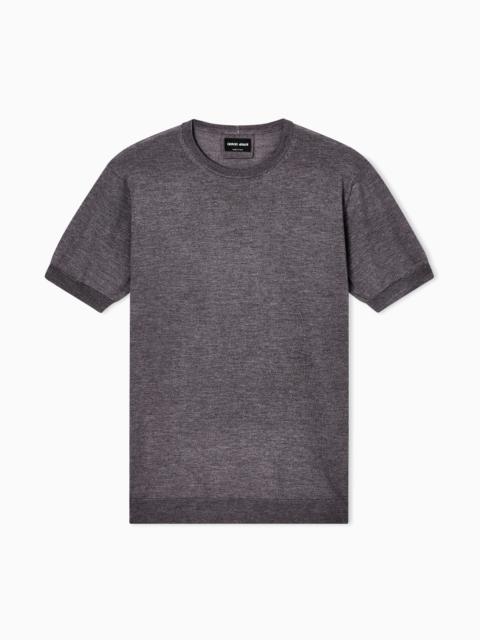 GIORGIO ARMANI SHORT-SLEEVED, CREW-NECK JUMPER IN SILK AND COTTON