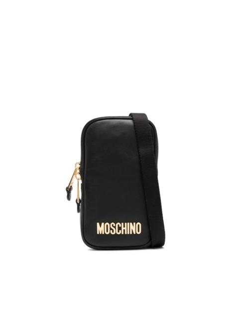 Moschino logo-lettering leather phone case