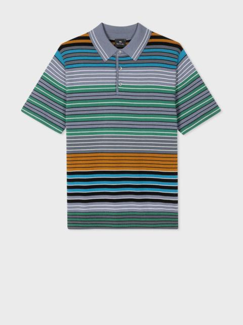 Multi-Stripe Merino Wool Polo Shirt