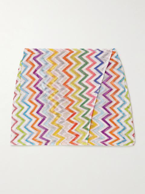 Missoni Striped Metallic Crochet-knit Wrap-effect Shorts