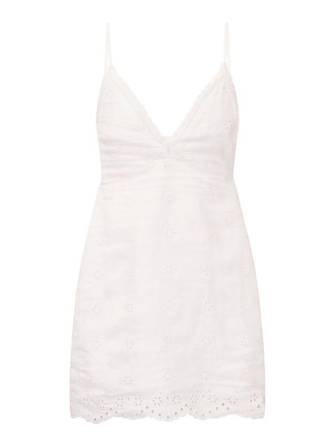 LoveShackFancy Becklyn Eyelet Linen Dress white