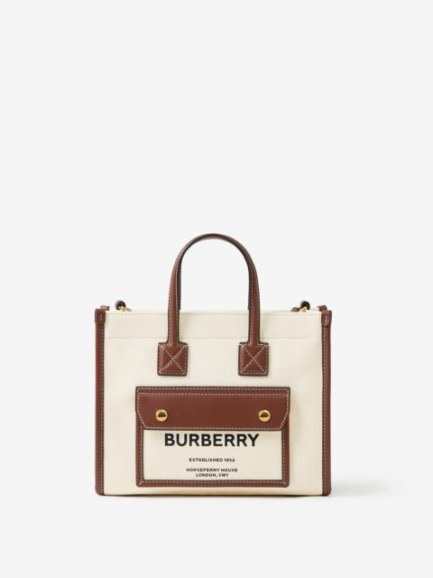 Burberry Mini Two-tone Canvas and Leather Freya Tote