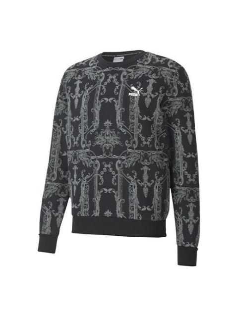 PUMA PUMA Luxe Aop Crew Casual Sports Round Neck Pullover Knit Black 530305-01