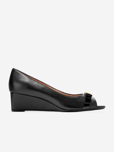 COLE HAAN Women's Go-To Malta Peep Toe Bow Wedges