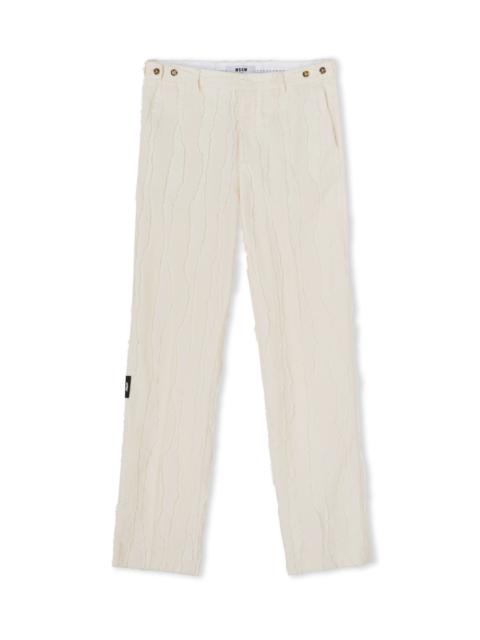 MSGM Solid color jacquard fil coup&eacute; cotton tailored pants with straight legs