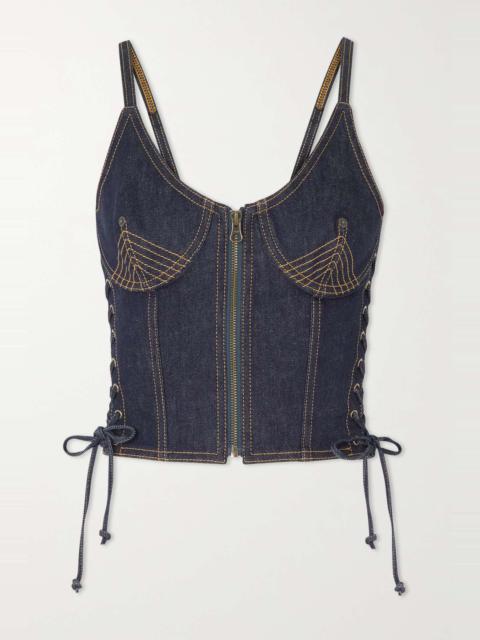 Jean Paul Gaultier contrast-stitching Denim Corset Top - Farfetch