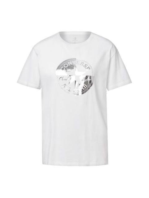 Converse (WMNS) Converse Printing Casual Short Sleeve Round Neck White 10020520102