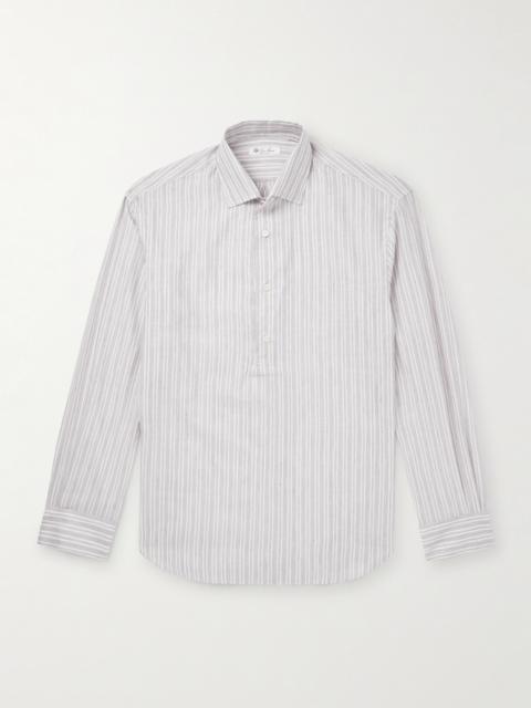 Loro Piana Raffaele Striped Cotton and Linen-Blend Half-Placket Shirt